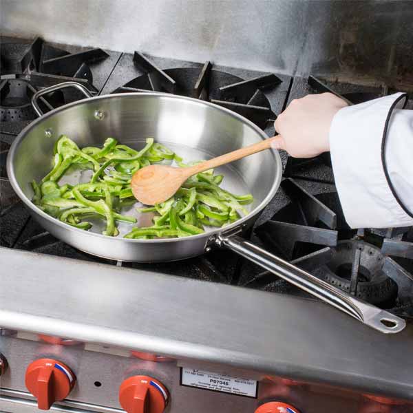 14" Stainless Steel Fry Pan with Helper Handle / Winco