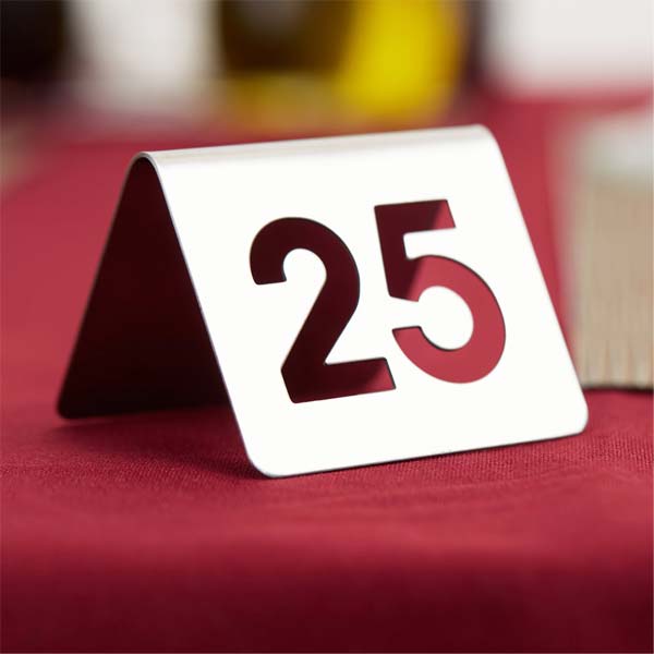 1 to 25 Stainless Steel Table Tent Cut-Out Number / Tablecraft