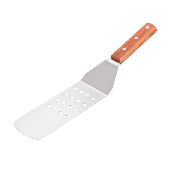 9 1/2" Blade Perforated Flexible Turner with Wood Handle / Winco