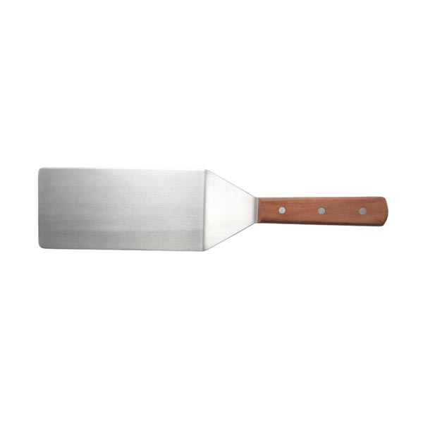 8" Blade Solid Turner with Wood Handle and Satin Finish / Winco